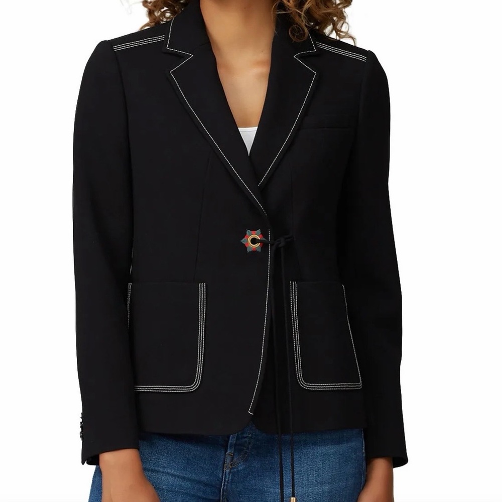 Tory Burch Black Blazer with White Stitching